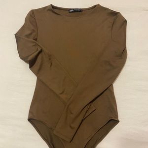 Zara Brown Long Sleeve Bodysuit